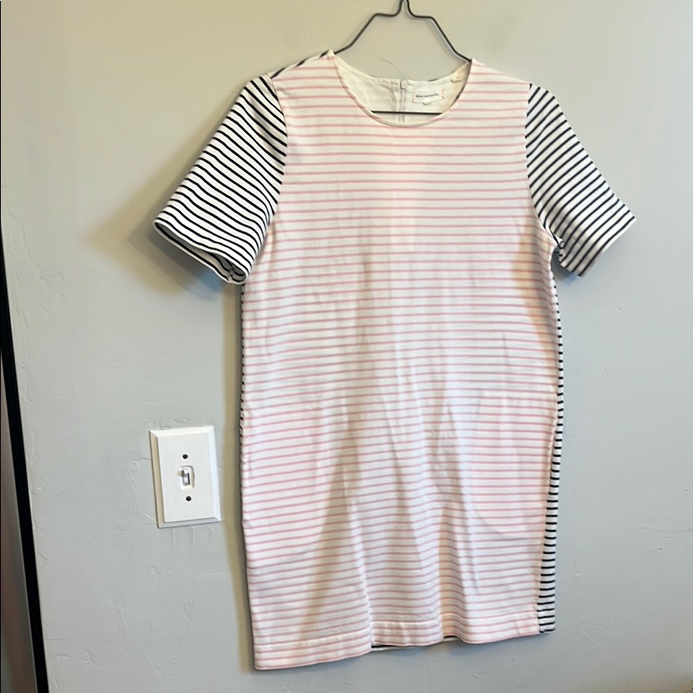 Chinti and Parker size medium pink, blank and white striped T shirt dress